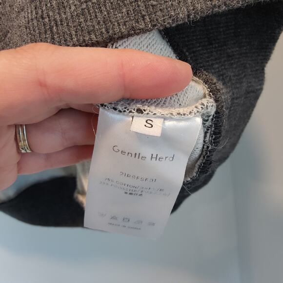 Gentle Herd Women's Sz S Grey Short Sleeve Sweatshirt Roll Hem Oversized Lounge - Picture 7 of 8